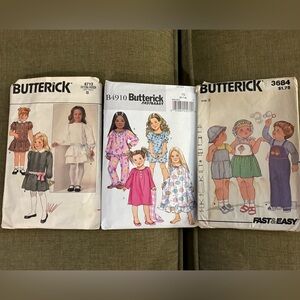 Butterick Kids Sewing Patterns. Set of 3 patterns sized 3 to 6-8